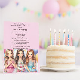 Invitación Celebrar fiesta de cumpleaños de Chica adolescente
