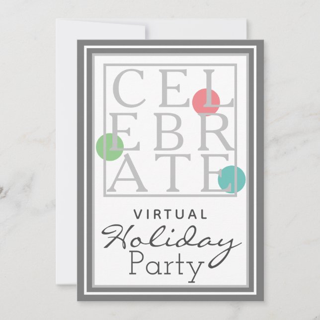 Invitación Celebrar fiesta de feriado virtual (Anverso)