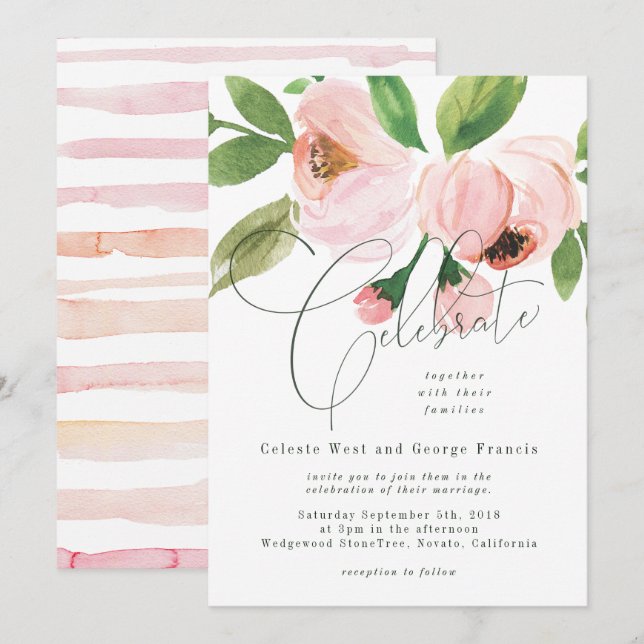 Invitación celebrar la acuarela. (Anverso / Reverso)