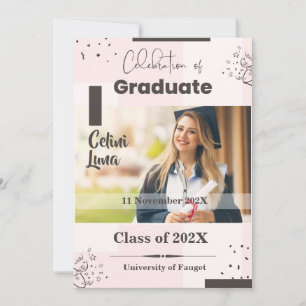 Invitación Celebrar la graduación con beige y marrón moderno