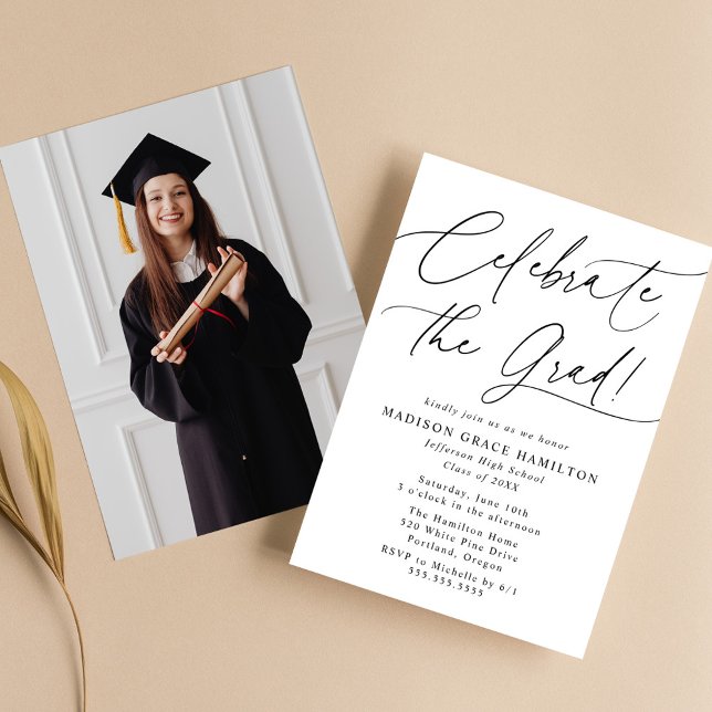 Invitación Celebrar la graduación de la foto del guión negro  (Subido por el creador)