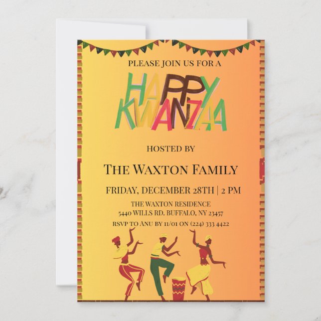Invitación "Celebrar la unidad: una alegre reunión de Kwanzaa (Anverso)