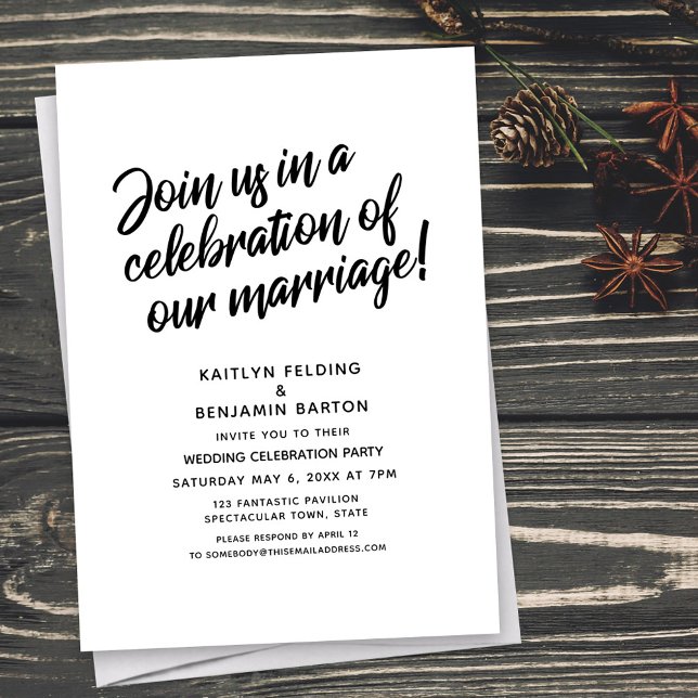 Invitación Celebrar nuestra recepción de boda con escritura m (Subido por el creador)