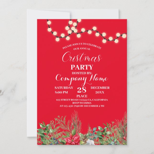 Invitación Celebrar nuestro fiesta anual de Navidad con compa (Anverso)