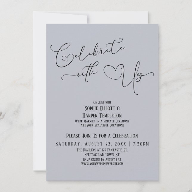 Invitación Celebrar solamente con la recepción azul turbia de (Anverso)