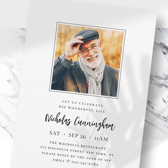 Invitación Celebrar su maravillosa vida, foto conmemorativa m (Subido por el creador)