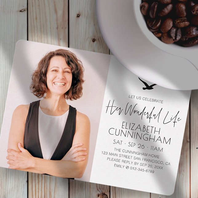 Invitación Celebrar su maravillosa vida Memorial Foto moderna (Subido por el creador)