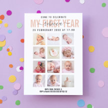 Celebrate Baby Girl First Year 12 Photo Collage 