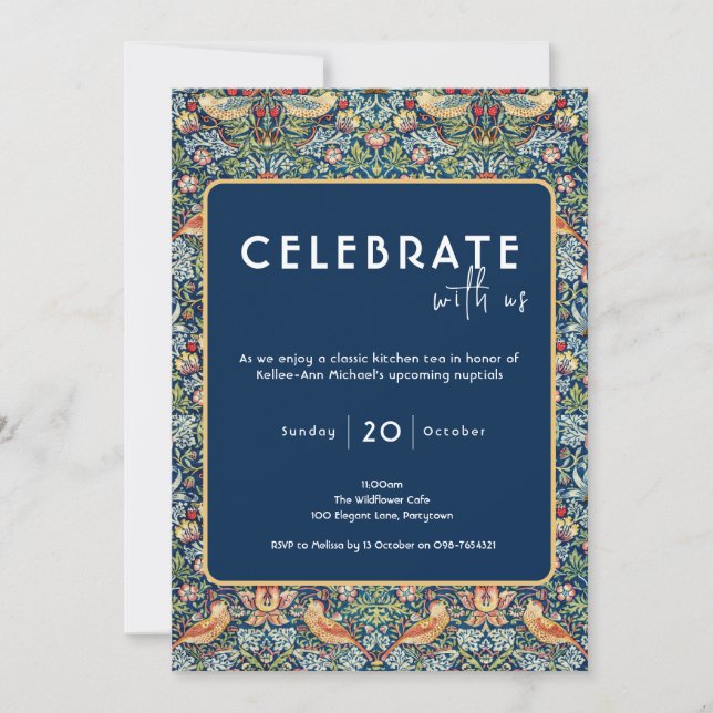 Invitación Celebrate Bridal Kitchen Tea William Morris (Anverso)