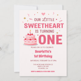 Invitación Celebrate Little Sweetheart Turning one Photo Cake
