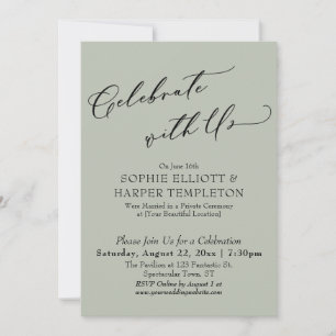 Invitación Celebrate with Us Pretty Sage Green Reception Only