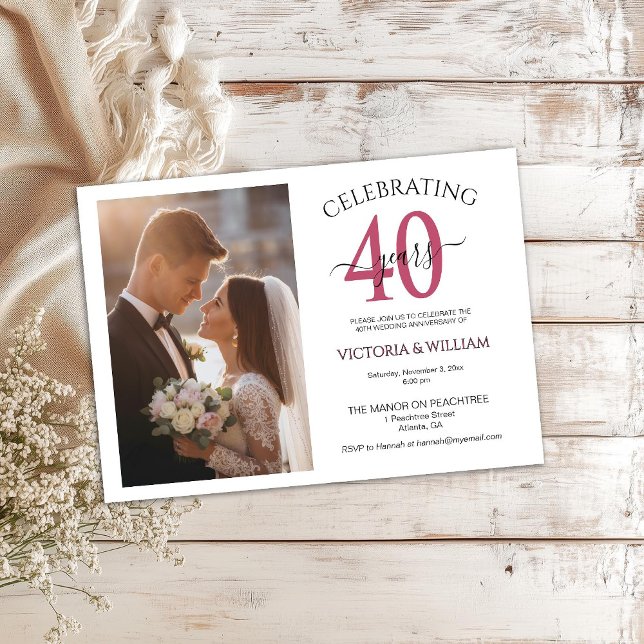 Invitación Celebrating 40 Years Photo Ruby Anniversary Party (Subido por el creador)