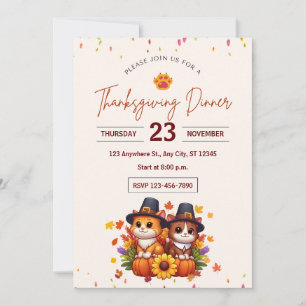 INVITACIÓN CELEBRATING THANKSGIVING WITH ADORABLE KITTENS