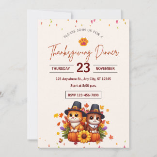 INVITACIÓN CELEBRATING THANKSGIVING WITH ADORABLE KITTENS