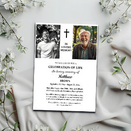 Invitación Celebration Of Life 2 Photos Funeral White