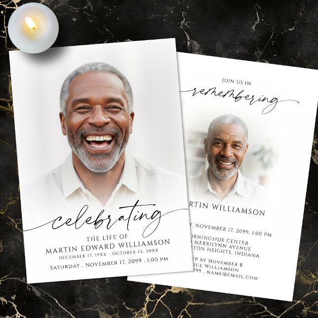 Invitación Celebration of Life 2 Photos Memorial Modern (Subido por el creador)