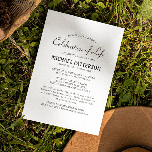 Invitación Celebration of Life Elegant Funeral