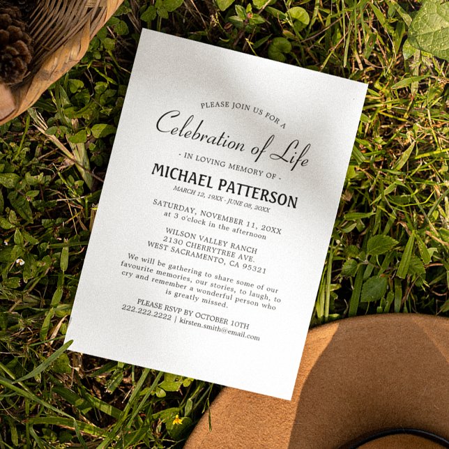 Invitación Celebration of Life Elegant Funeral (Subido por el creador)