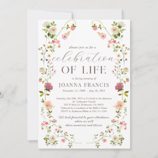 Invitación Celebration Of Life Floral Beautiful Invitation