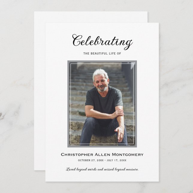 Invitación Celebration of Life Funeral Memorial (Anverso / Reverso)