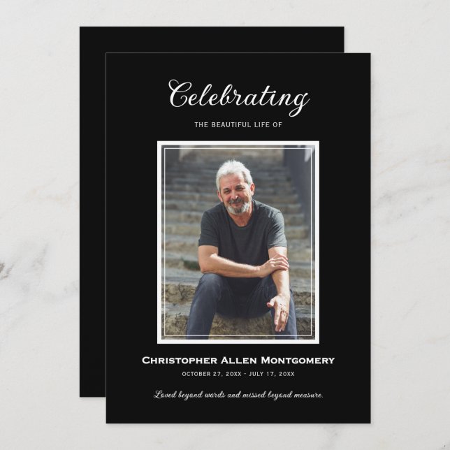 Invitación Celebration of Life Funeral Memorial (Anverso / Reverso)