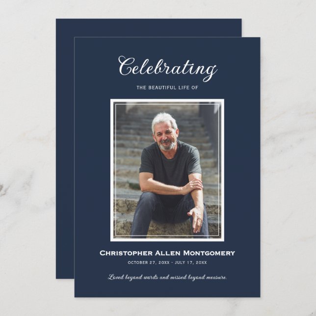 Invitación Celebration of Life Funeral Memorial (Anverso / Reverso)