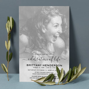 Invitación Celebration of Life   Funeral Memorial Photo
