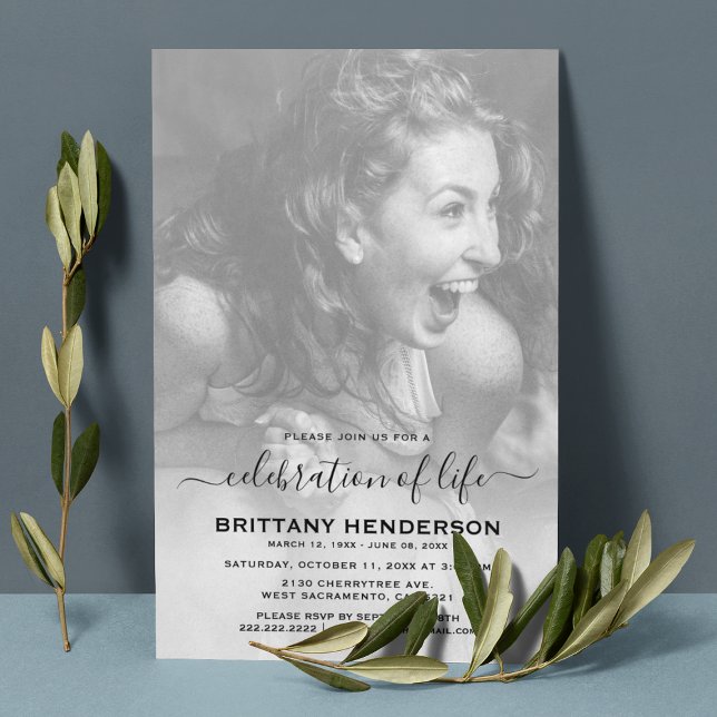 Invitación Celebration of Life | Funeral Memorial Photo (Subido por el creador)