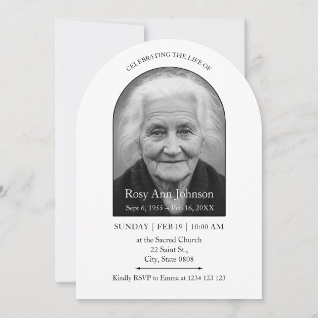 Invitación Celebration of Life Memorial Funeral Invitation (Anverso)