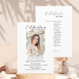 Invitación Celebration of Life Memorial Gold Photo & Poem