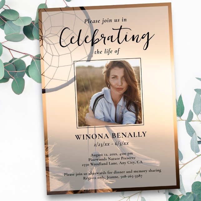 Invitación Celebration of Life Photo, Dream Catcher, Funeral (Subido por el creador)