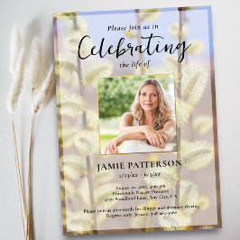 Invitación Celebration of Life Photo, Pussy Willows Funeral