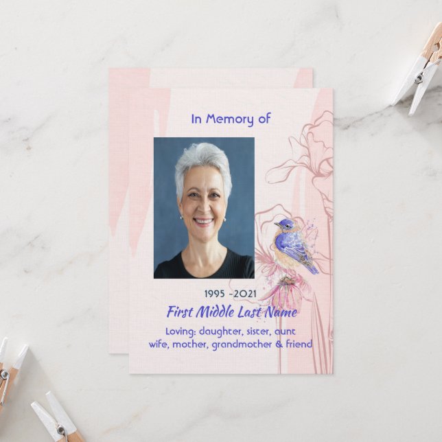 Invitación Celebration of Life Service Bluebird Garden (Anverso/Reverso In Situ)