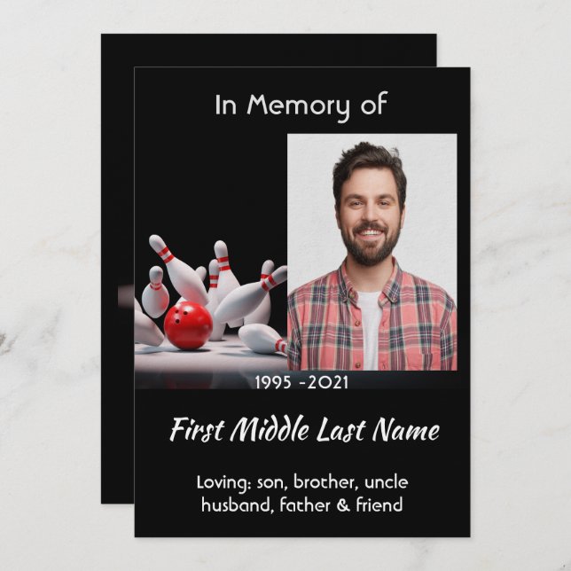 Invitación Celebration of Life Service  Bowling Bowler (Anverso / Reverso)