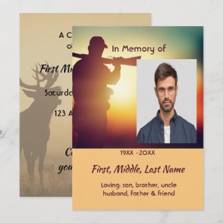 Invitación Celebration of Life Service Hunter Stag Deer