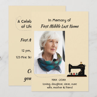 Invitación Celebration of Life Service Invite Seamstress 