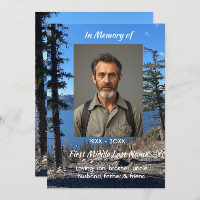 Invitación Celebration of Life Service Lake Forest Trees (Anverso / Reverso)