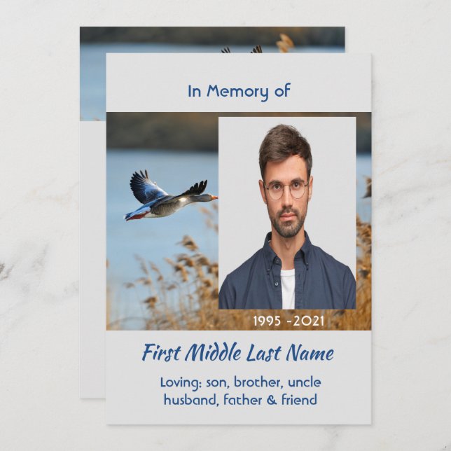 Invitación Celebration of Life Service  Lake Geese Birds (Anverso / Reverso)