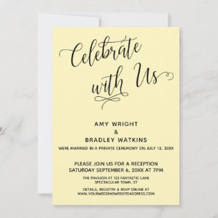 Invitación Celebre Con Nosotros Elegante Amarillo Solo Recepc