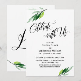 Invitación Celebre Con Nosotros Escritura Elaborada y Follaje