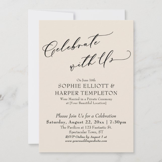 Invitación Celebre con Nosotros Hermosa Recepción de Crema Só (Anverso)