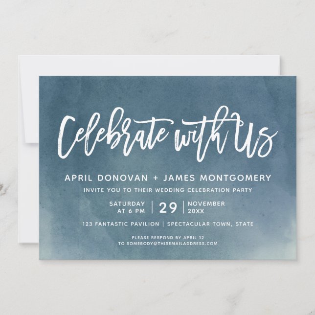 Invitación Celebre con nosotros la boda de la tipografía del (Anverso)