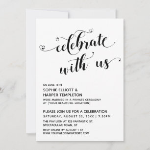 Invitación Celebre Con Nosotros Recepción Corazones Negro y B