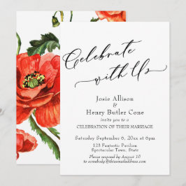 Invitación Celebre Con Nosotros Recepción de Boda, Amapolas R