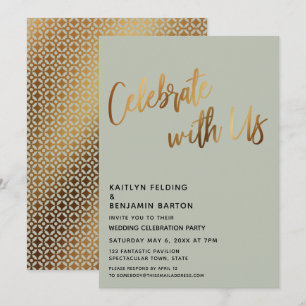 Invitación Celebre Con Nosotros Recepción de Boda de Oro Sage