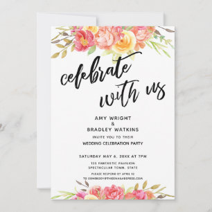 Invitación Celebre Con Nosotros Recepción de Boda Floral Pint