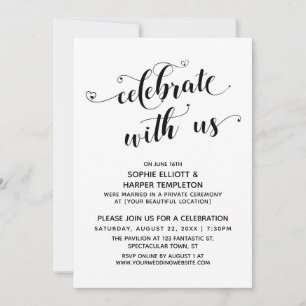 Invitación Celebre Con Nosotros Recepción de Caligrafía Heart