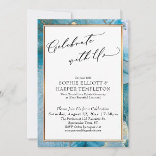 Invitación Celebre con Nosotros Recepción de Tinta Azul Turqu