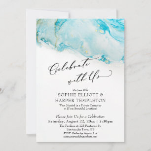 Invitación Celebre con Nosotros Recepción de Tinta Azul Verdo