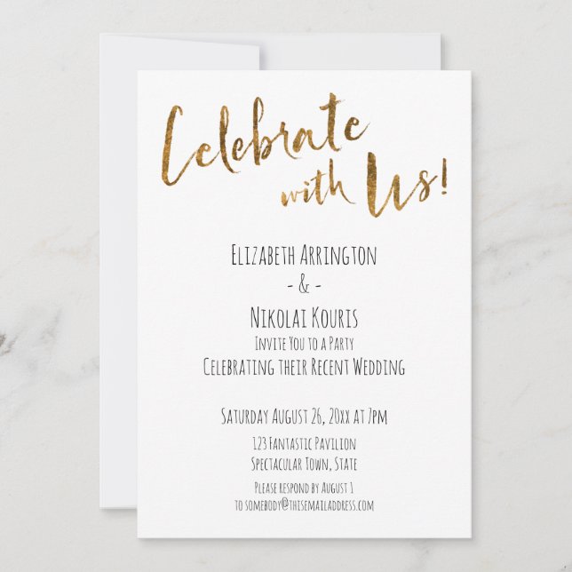 Invitación ¡Celebre Con Nosotros! Recepción Informal con Letr (Anverso)